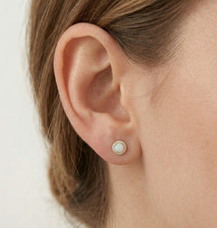 Opal earrings with cubic zirconia