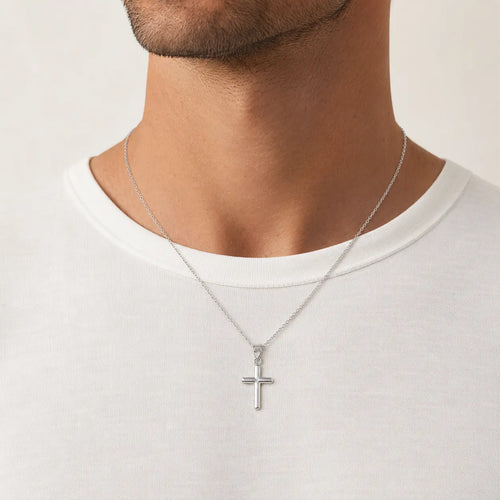 Unisex Sterling Silver Cross Pendant