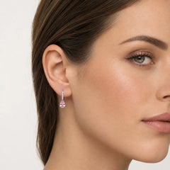 Sterling Silver Pink Quartz Drop Earrings