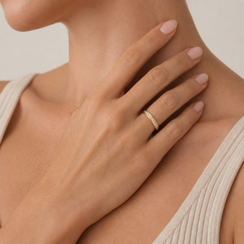 Yellow Gold Diamond Channel Band Ring