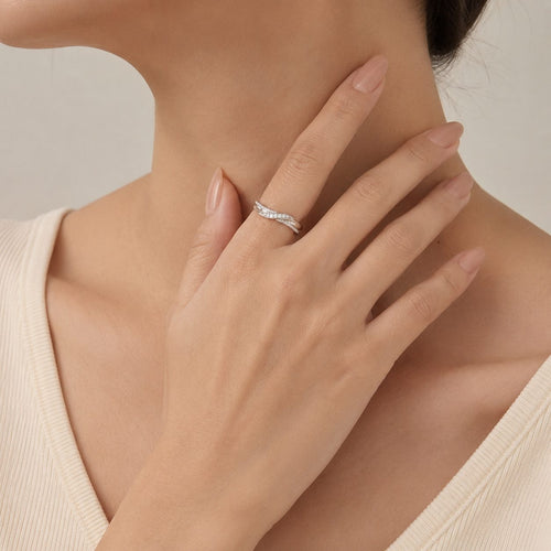 White Gold Diamond Swirl Ring