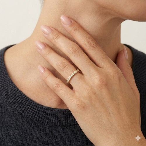 Golden brilliance diamond eternity ring