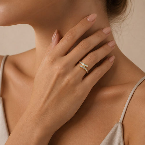 Golden ribbon diamond ring