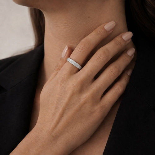 White Gold Multi-Row Diamond Ring