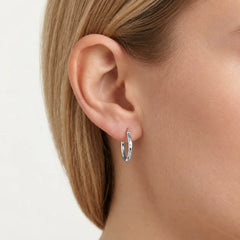 Sterling Silver Hoop Earrings with Shimmering Texture