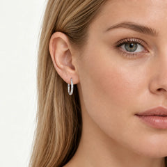 Sterling Silver Hoop Earrings with Shimmering Texture