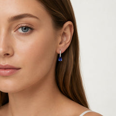 Sterling Silver Pear Sapphire Drop Earrings