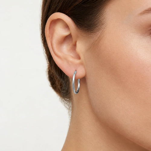 Smooth Sterling Silver Hoop Earrings