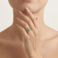Dazzling diamond and blue topaz women ring