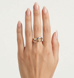 Gold tri color crossover ring
