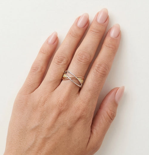 Strahlender Tri-Gold-Zirkonia-Ring