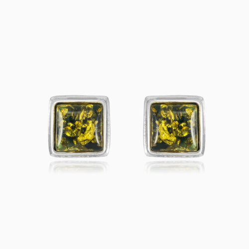 Square amber earrings