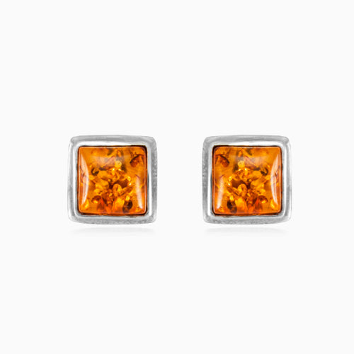 Square honey amber earrings