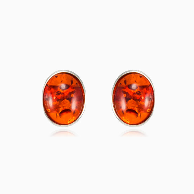 Pendientes ovalados de ámbar