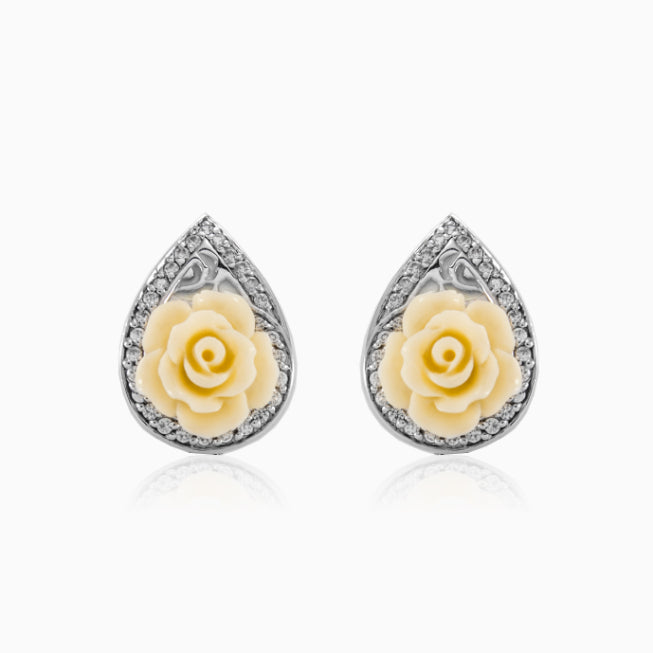 White rose earrings