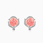 Peach rose earrings