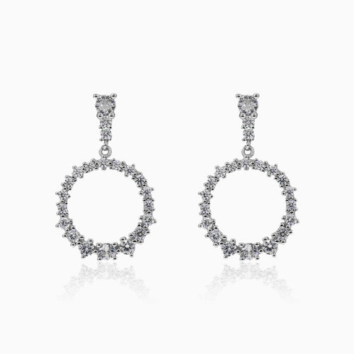 Dangling circle silver stud earrings