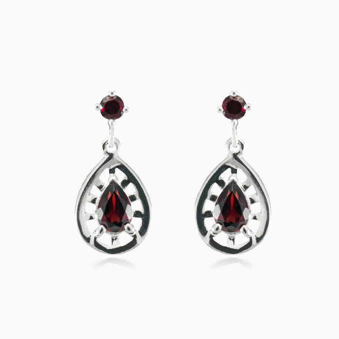 Pear garnet drop earrings