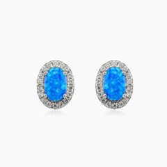 Royal oval blue opal studs