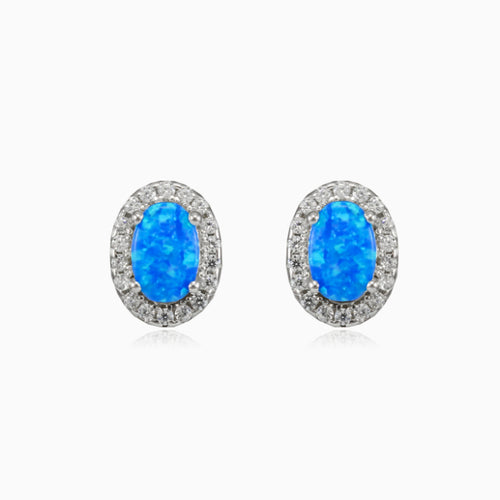 Royal oval blue opal studs