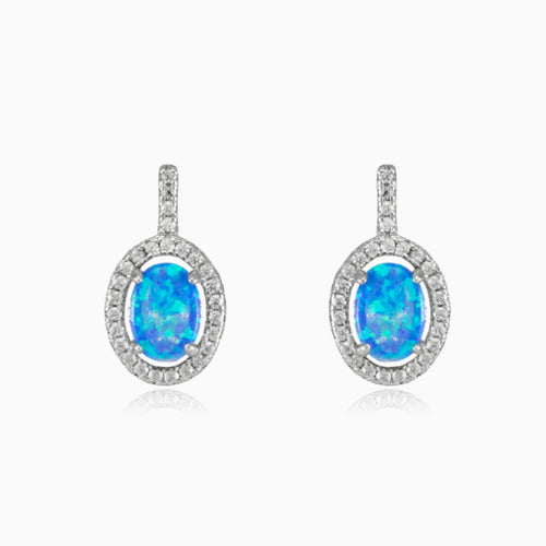 Oval drop opal earrings