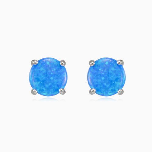 Flat blue opal studs