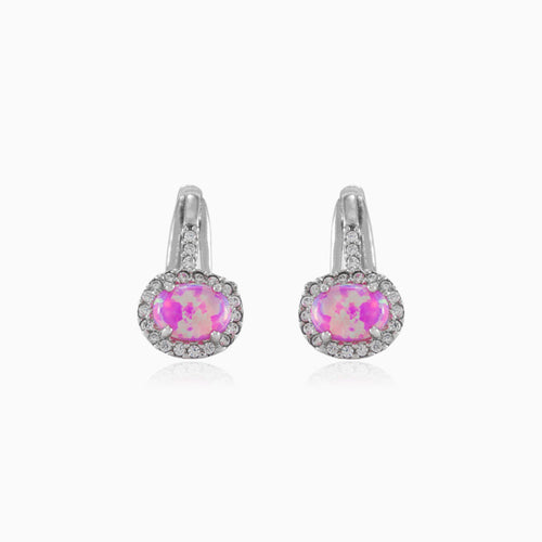 Rose opal silver earrings