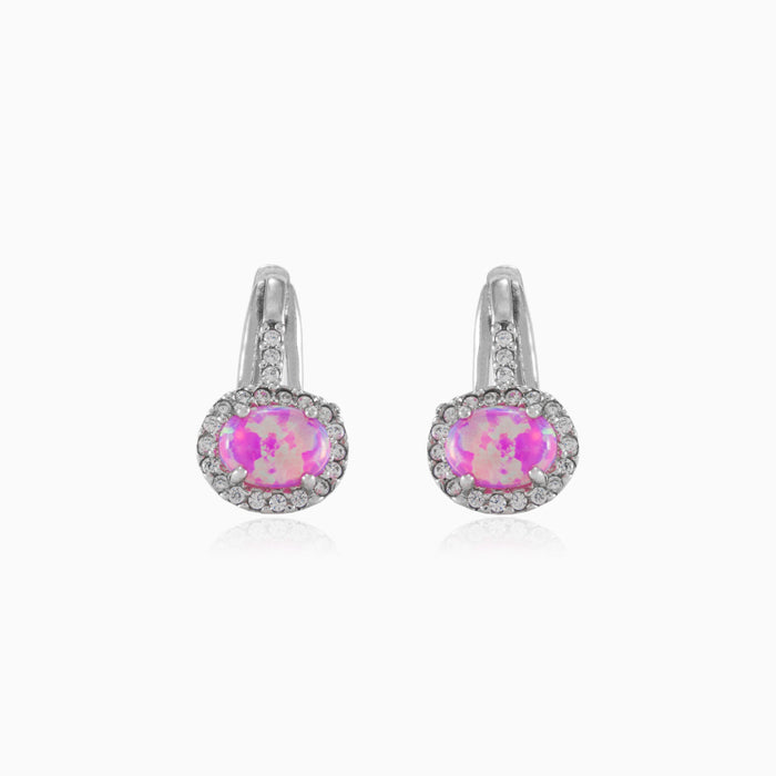 Rose opal silver earrings