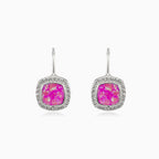 Square drop rose opal earrings