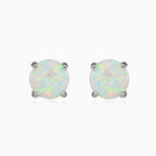 Flat white opal studs