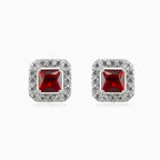 Square red quartz studs