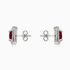 Square red quartz studs