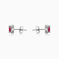 Square red quartz studs