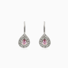 Pear pink quartz earrings