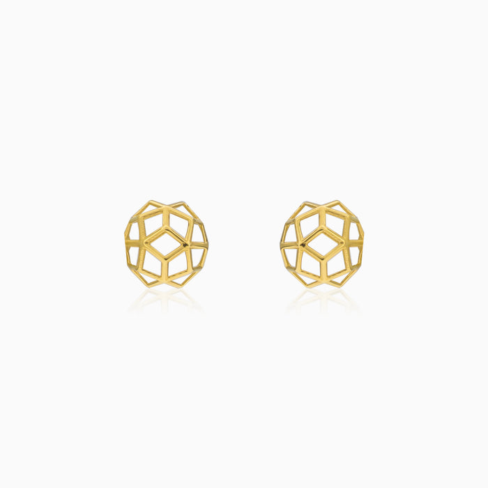 Cubic gold stud earrings