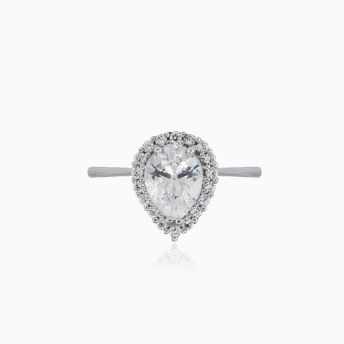 Pear-cut cubic zirconia white gold ring