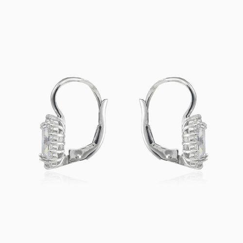Rectangle cubic zirconia white gold earrings