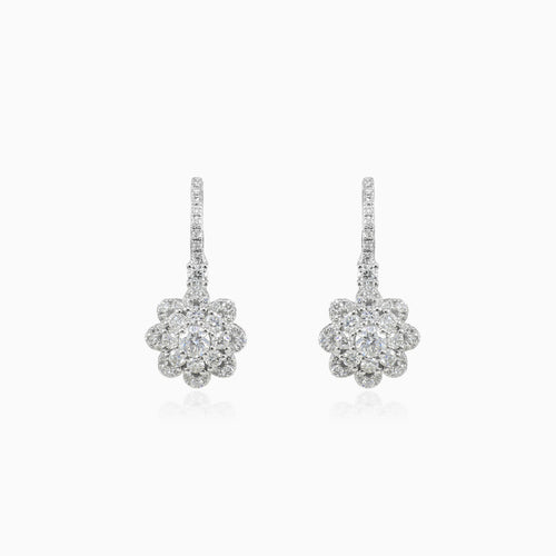 Drop diamond flower earrings