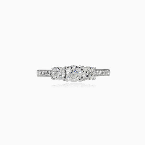 Trilogy accent diamond engagement ring
