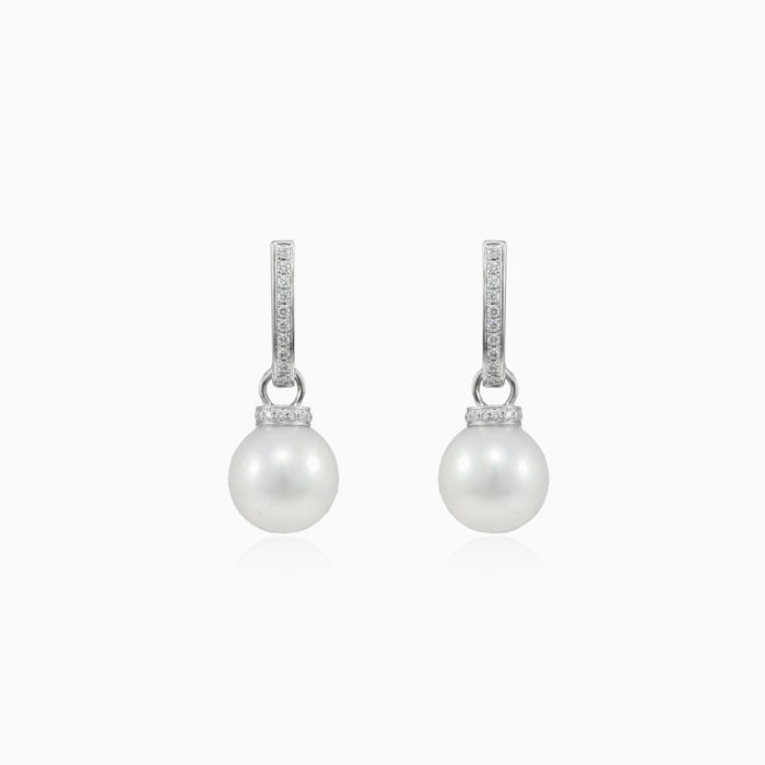 Pendientes colgantes de perla y diamante