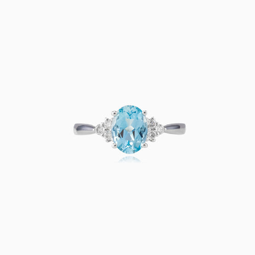 Aquamarine and diamonds ring