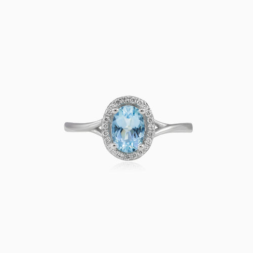 Aquamarine gold diamond ring