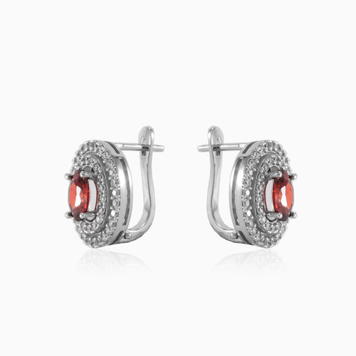 Oval garnet earrings
