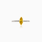 Marquise-cut yellow diamond engagement ring