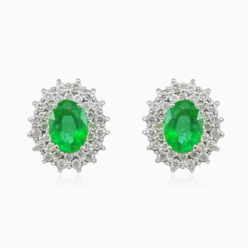 Royal emerald white gold earrings