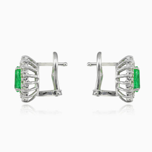 Royal emerald white gold earrings