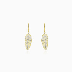 Dangling leaf gold earrings