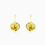 Knotted drop gold earrings