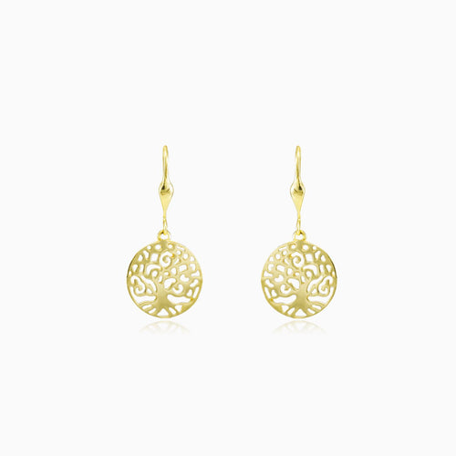 Simple tree of life gold earrings