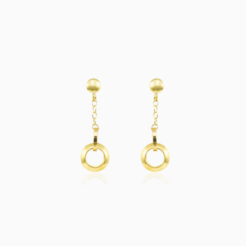 Dangling circle gold earrings